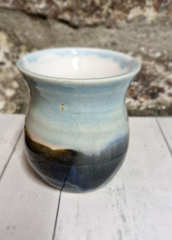 Handmade Open neck bud vase landscape