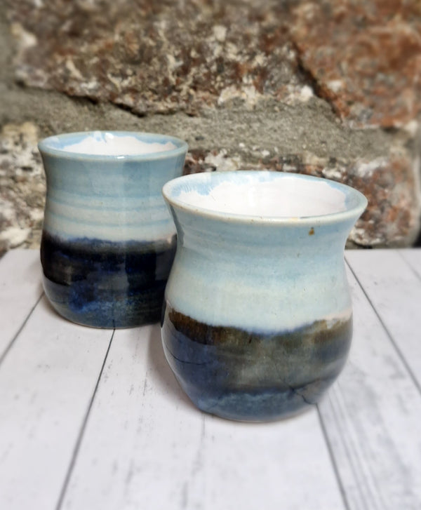 Handmade Open neck bud vase landscape