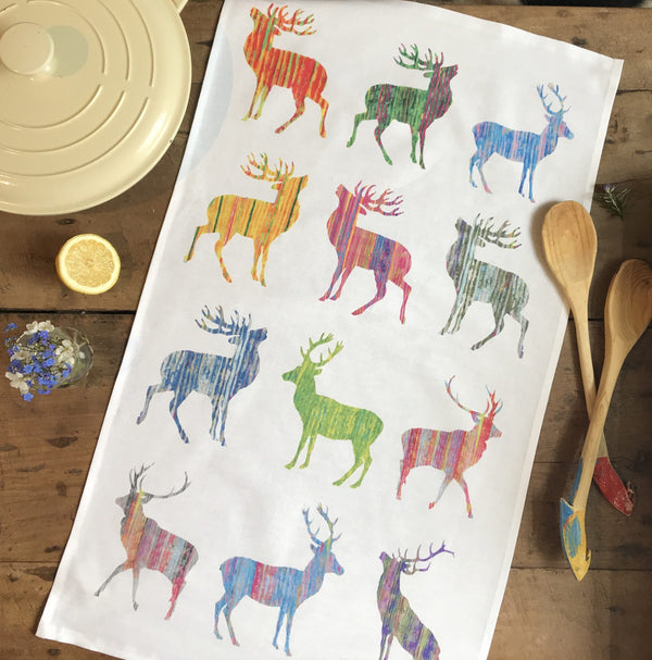 Tea towel - Stag multi