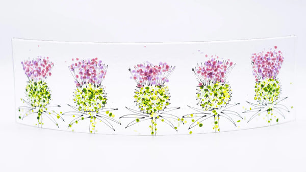 Fused glass panel - Thistle