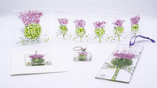 Fused glass panel - Thistle