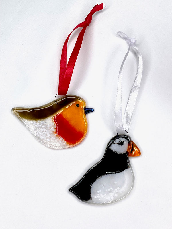 Fused Glass Hanging Birds