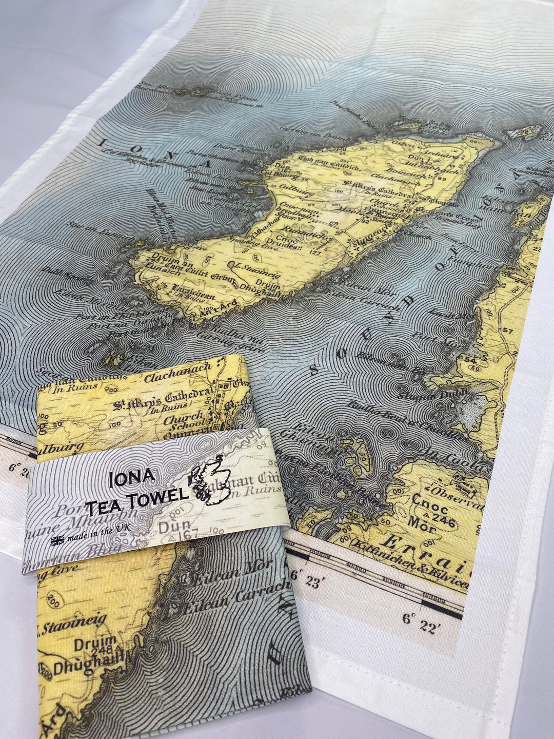 100% cotton tea towel with rare historic map image of the isle of Iona