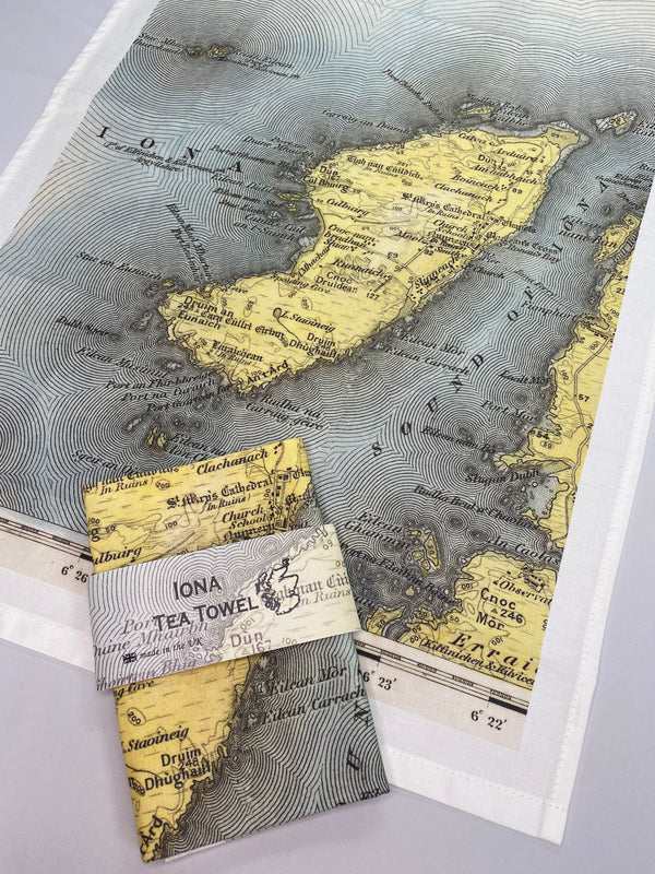 Tea towel with historic map of the island of Iona