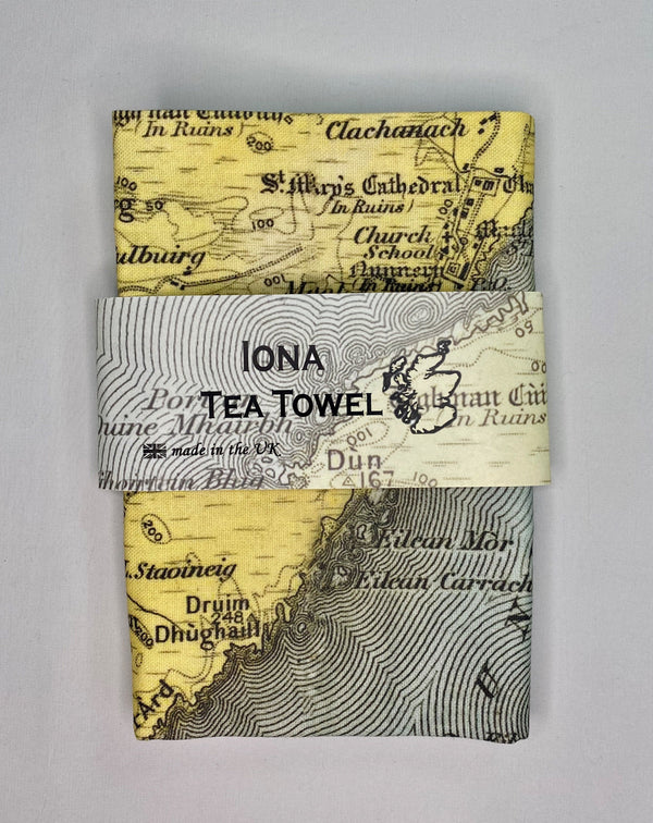 Tea towel with Iona map image