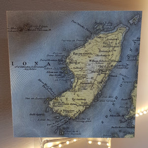 Notelet note card greetings card with iona map image