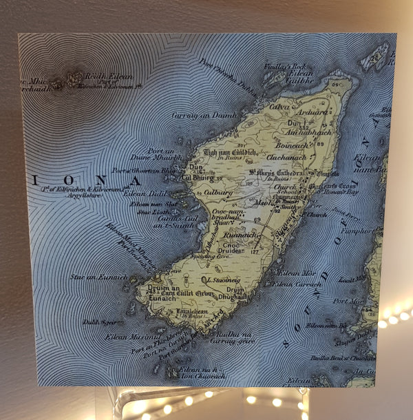 Notelet note card greetings card with iona map image