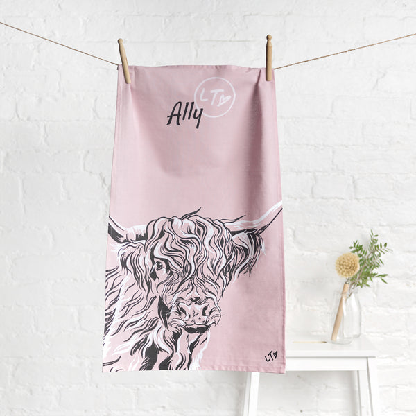 Coo tea towel- Ally  dusty Rose