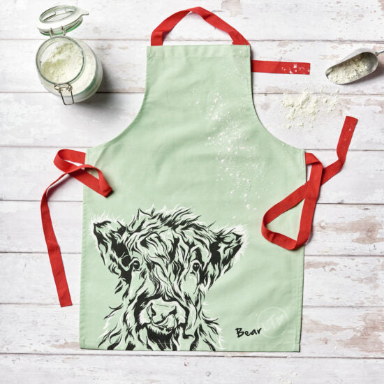 Child's apron - Bear, mint green