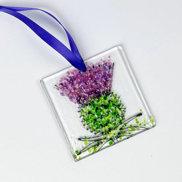 Fused glass panel - Thistle